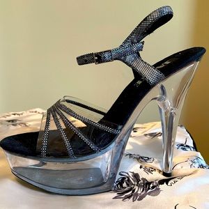 Silver & Black Jante lucite heels